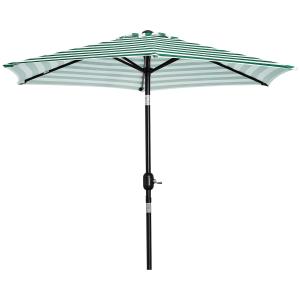 Outsunny Φ2.3m Patio Sun Umbrella Outdoor Market Table Parasol w/ Adjustable Angle 6 Ribs for Garden Backyard Pool Green Stripe