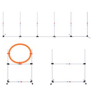 PawHut 3 Piece Pet Agility Training Equipment Dog Play Run Jump Obedience Training Set Adjustable (Pole + Hoop + Hurdle)