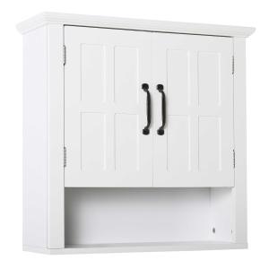 HOMCOM 59cm Wall-mounted Bathroom Living Room Cabinet Home Organizer Closet -White