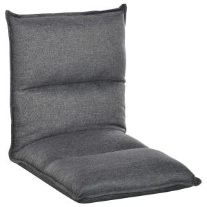 HOMCOM Foldable Padded Sofa with Adjustable Backrest Thick Seat Cushion Lazy Lounge 45 L x 55 W x 67 H cm Grey