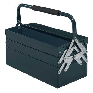 DURHAND Metal Tool Box Portable 5-Tray Cantilever Steel Tool Chest Cabinet,45L x 22.5W x 34.5Hcm Dark Green