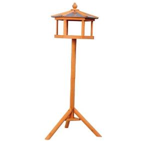 PawHut Traditional Deluxe Wooden Bird Stand Free Standing Feeder Table Home & Garden Sheltered Feeding Station Coop Parrot Stand Birdhouse Φ40x113cm