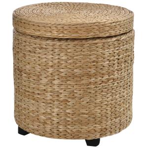HOMCOM Simple Storage Ottoman Footrest with Removable Lid Rasied Feet
