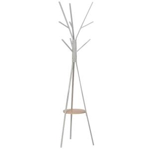 HOMCOM 180cm Free Standing Metal Coat Rack Stand 9 Hooks Clothes Tree with 1 Shelf Hat Display Hall Tree Hanger Bag Umbrella Hanging Organiser for Hallway Bedroom Waiting Room Living Room Grey