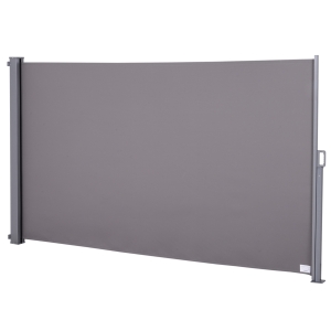 Outsunny Retractable Folding Side Awning Screen Fence Patio Garden Outdoor Privacy Divider with Steel Pole 300 L x 160 H cm Grey