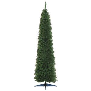 HOMCOM 2.1m 7ft Artificial Pine Pencil Slim Christmas Tree with 499 Branch Tips Xmas Holiday Décor with Stand