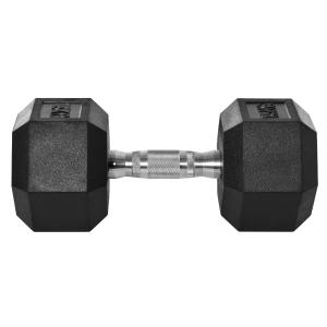 HOMCOM 15KG Single Rubber Hex Dumbbell Portable Hand Weights Dumbbell Home Gym Workout Fitness Hand Dumbbell