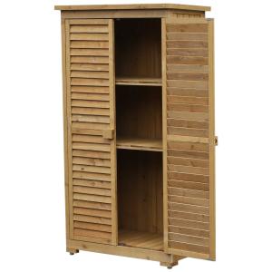 Outsunny Garden Wood Storage Shed Fir Wood Shutter Tool Cabinet Door Lockable