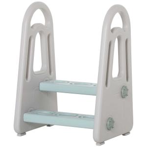 HOMCOM Kids Toddler Step Stool Ladder Learning Tower Kitchen Helper for Toilet Potty Training Bathroom Sink Bedroom Blue and Grey