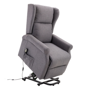 HOMCOM Electric Power Lift Recliner Chair Stand Assist Linen Fabric w/Remote Control