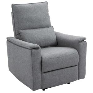 HOMCOM Modern Polyester Upholstered Manual Recliner Rocking Chair Sofa Fabric Armchair with Footrest for Living Room