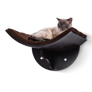 PawHut Wood Cat Shelves Wall-Mounted Shelter Curved Kitten Bed Cat Perch Climber Cat Furniture 41 x 28 x 21cm Brown