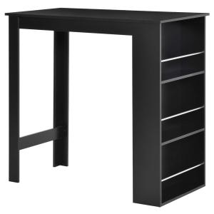 HOMCOM Modern Bar Table Counter Height Dining Table Computer Desk with 3 Storage Shelves for Kitchen, Dining Room, Living Room, Black