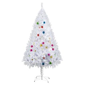 HOMCOM 5ft Snow Artificial Christmas Tree w/ Metal Stand Decorations Home Seasonal Elegant Faux White