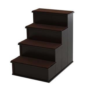 PawHut 4-Step Wooden Pet Stair Pet Steps with Soft Short Plush Cushions Dark Coffee