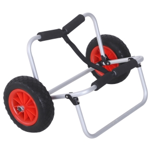 HOMCOM Foldable Kayak Trolley Aluminum Frame Canoe Carrier Dolly Transport Cart w/ Strap Heavy Duty