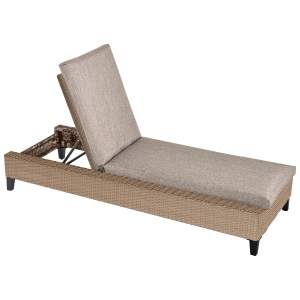 Outsunny Patio Chaise Lounge Chair Outdoor Rattan Furniture w/ Padded Cushion All Weather Recliner 5-Position Adjustable for Garden Poolside Balcony Cream