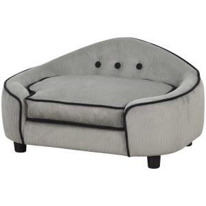 PawHut Pet Sofa Dog Bed Couch Cat Kitten Sponge Removable Cushion Lounge Grey 66.5 x 45 x 35.5 cm