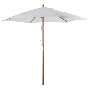 Outsunny D2.5m Bamboo Wooden Market Patio Umbrella Garden Parasol Outdoor Sunshade Canopy, 6-ribs, Cream White