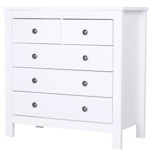 HOMCOM Chest Of Drawers, 5 Drawers, White Storage Cabinet Unit, Furniture for Bedroom, 79x40x80cm