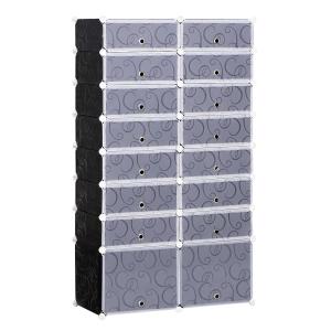 HOMCOM Large 16-Cube DIY Shoes Rack Portable Interlocking Plastic Cabinet 8 Tier Footwear Organiser Bedroom 32 Pairs