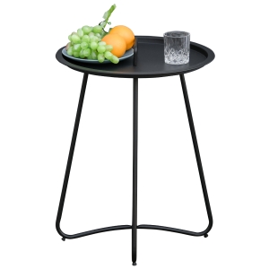 Outsunny Metal Garden Coffee Table Sofa Side Table Elegant Design Move Easily with Handle