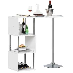 HOMCOM Modern Bar Table Accent Console Serving Buffet with 3-bottle Wine Rack & Side Storage Shelf