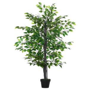 Outsunny 145cm Artificial Banyan Plant Faux Decorative Tree w/ Cement Pot Vibrant Greenery Shrubbery Indoor Outdoor Business Accessory