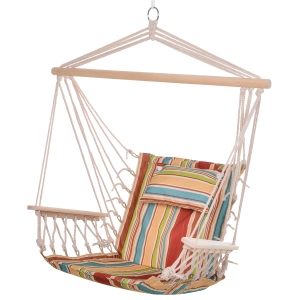 Outsunny Hanging Rope Hammock Chair with 1 Pillow for Any Indoor or Outdoor Spaces, Floral