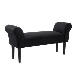 HOMCOM Small-sized Bed End Side Chaise Lounge Sofa Window Seat Arm Bench Wooden Leg Fabric Cover (Black)