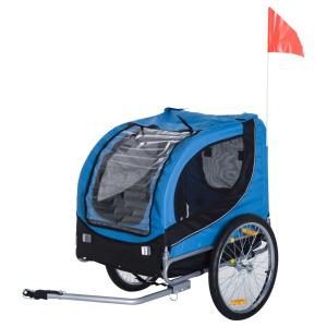 PawHut Steel Dog Bike Trailer Pet Cart Carrier for Bicycle Jogger Kit Water Resistant Travel Black and Black
