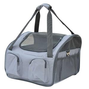 PawHut Pet Carrier Folding Bag Car Seat Cat Dog Puppy Kennel Portable Travel Cage Tote Case Mesh Holder House Grey