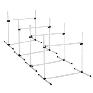 PawHut Dog Agility Training Equipment Height Adjustable Jumps Hurdle Set of 4 w/ Carrying Bag for Pet Outdoor Games Exercise Training