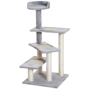 PawHut Cat Tree Kitten Scratch Scratching Scratcher Sisal Post Climbing Tower Activity Centre Grey