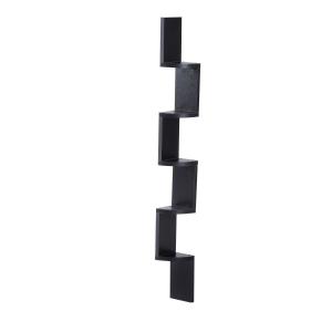 HOMCOM Wooden 5-tier Corner Shelf Wall Mount Zig Zag Floating Display Rack Bookcase Hanging CD/DVD Storage Home Furniture (Black)
