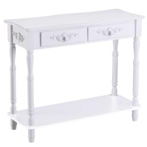 HOMCOM Console Table Modern Sofa Side Desk with Storage Shelves Drawers for Living Room Entryway Bedroom White