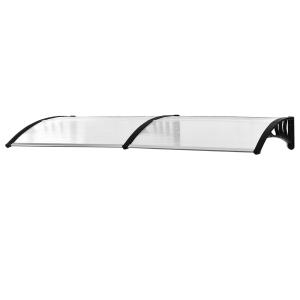 Outsunny 0.8 x 2m Curved Door Window Awning Canopy, Polycarbonate Cover Front Door Outdoor Patio, UV Rain Snow Protection Shelter, White with Black Bracket