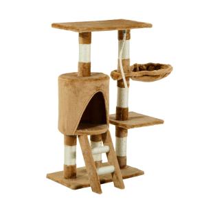 PawHut Cat Activity Centre Sisal Kitten Tree Scratch Scratcher Scratching Post Toy Climbing Tree Bed House Multi Level Brown
