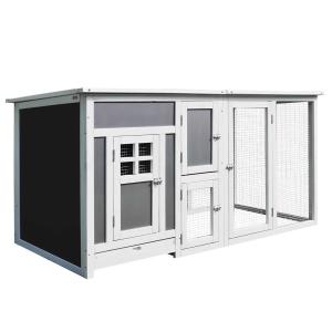 PawHut Wood Chicken Coop Hutch Hen House Cage PC Roof w/ Run Nest Box Deluxe 160 x 75 x 80 cm