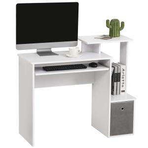 HOMCOM Computer Desk with Sliding Keyboard Tray Storage Drawer Shelf Home Office Workstation