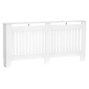 HOMCOM Slatted Radiator Cover Painted Cabinet MDF Lined Grill in White (172L x 19W x 81H cm)