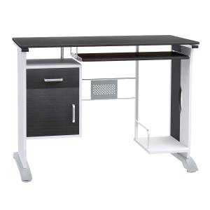 HOMCOM Computer Desk with Sliding Keyboard Tray Storage Drawers and Host Box Shelf Home Office Workstation (Black walnut)