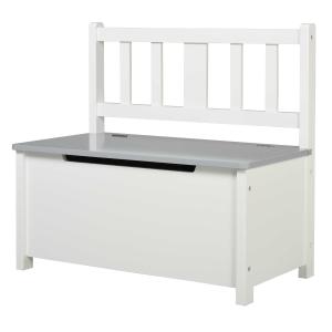 HOMCOM Wooden Toy Box Storage Chest Seating Bench Organizer for Kids Ottoman with Safety Hinge