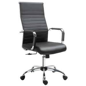 Vinsetto High Back Executive Home Office Chair Swivel PU Leather Ergonomic Chair, with Arm, Wheels, Adjustable Height, Black