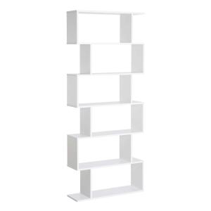 HOMCOM Wooden Wood S Shape Storage Display 6 Shelves Room Divider Unit Chest Bookshelf Bookcase Cupboard Cabinet Home Office Furniture (White)
