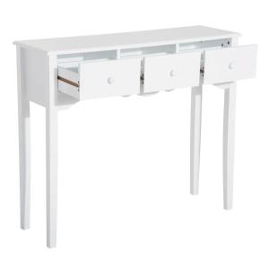 HOMCOM Console Table Modern Sofa Side Desk with 3 Drawers for Living Room Entryway Bedroom White