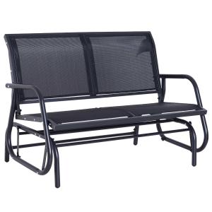 Outsunny Double Seat Swing Chair Outdoor Garden Patio Glider Bench Black