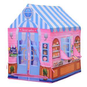 HOMCOM Kids Girls Candy House Play Tent patterned Foldable with Easy Setup Doors Gift Pink