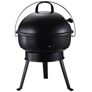 Outsunny Portable Small Charcoal Grill Barbecue BBQ Mini Tabletop Picnic Cooking Smoker Family Party Camping with Grid Tripod - Black