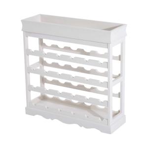 HOMCOM 4-tier Wooden Wine Rack 24 Bottles Stackable Organizer Display Storage Holder Shelves Stand Kitchen Home w/Countertop (White)